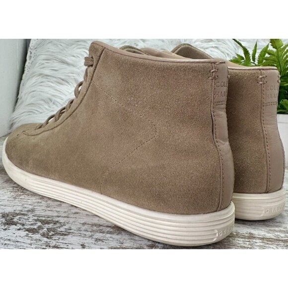 COLE HAAN Grand Crosscourt High Top Sneakers Women’s Size 11B Tan Camel Suede - Picture 5 of 15